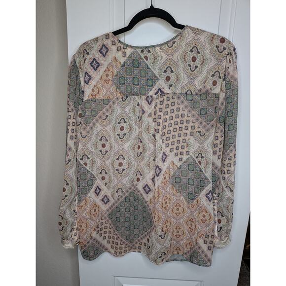 Johnny Was Jade Samahil Peasant Top with Crystal Buttons Long Sleeve Size Large - Picture 8 of 8
